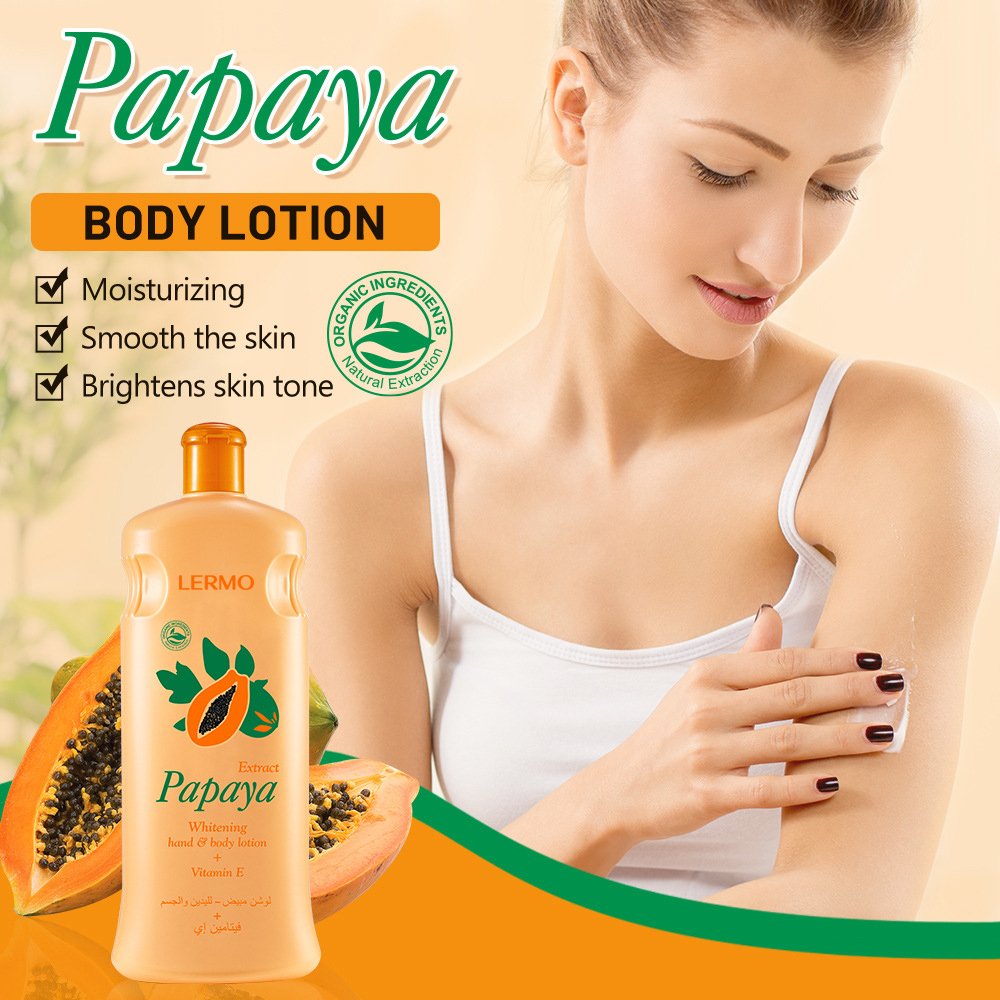 LERMO Wholesale 600ml papaya whitening hand body lotion Moisturizing and Nourishing natural extract body lotion