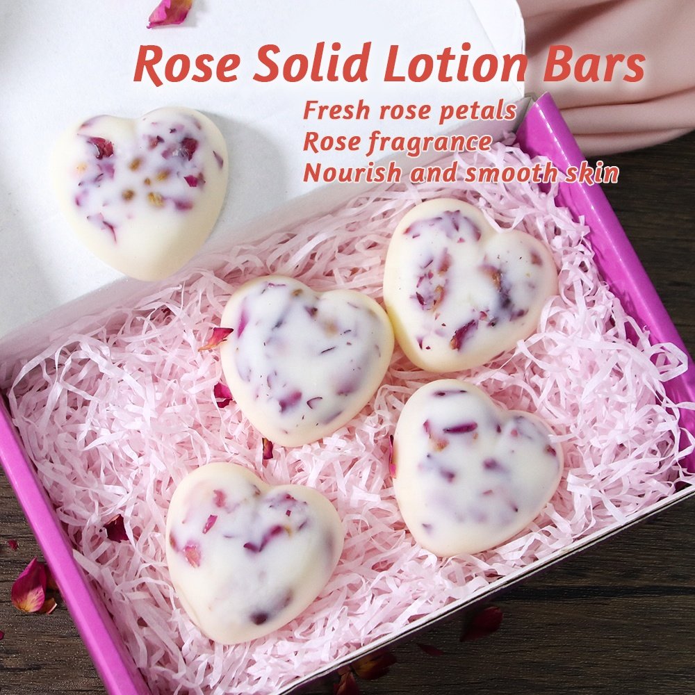 Custom Moisturizing Soothes Dry Skin Handmade Shea Butter Rose Solid Body Lotion Bars