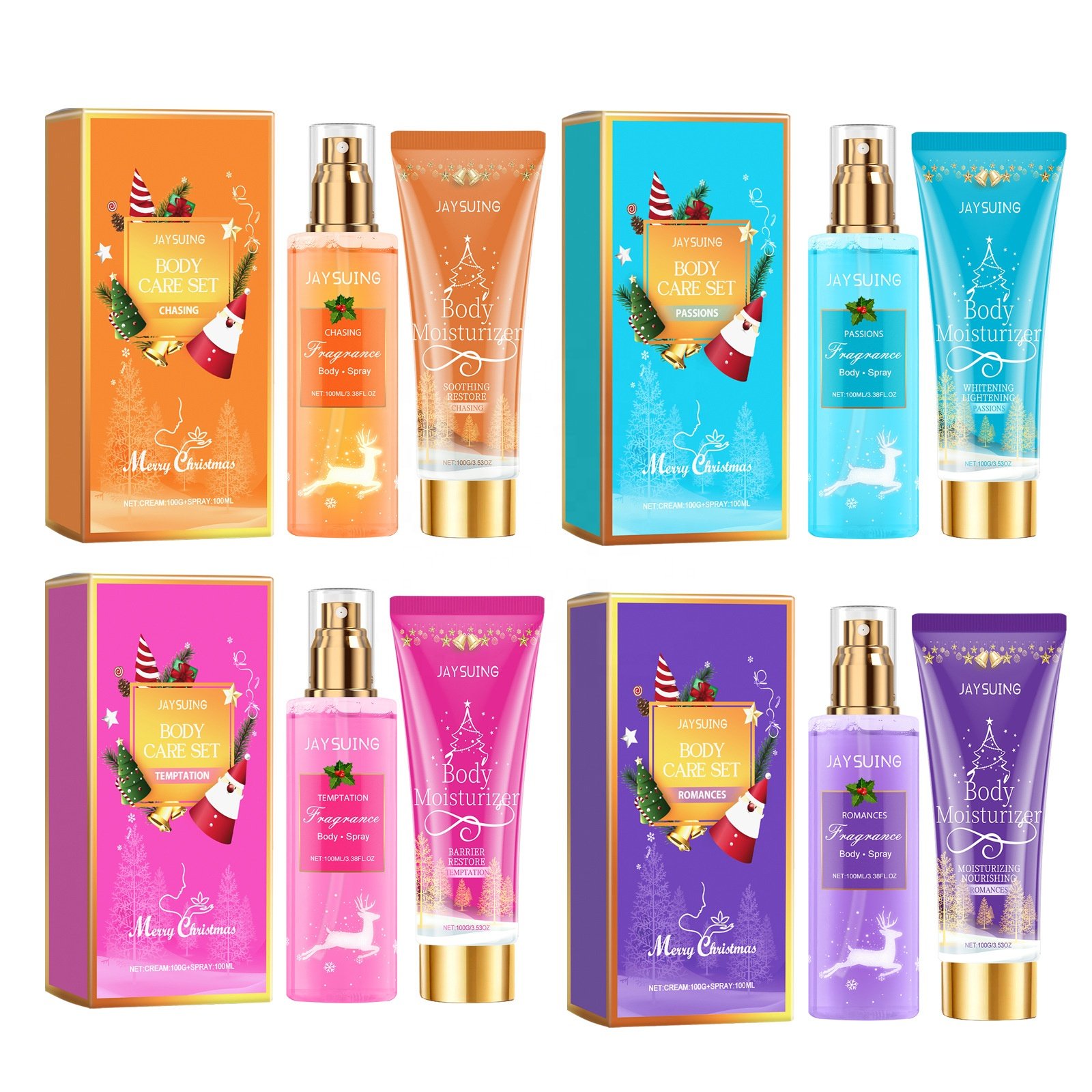 Christmas Gift Set Lavender Rose Orange Seaweed Charming Fragrance Body Mist Spray Perfume Nourishing Body Lotion Body Care Set