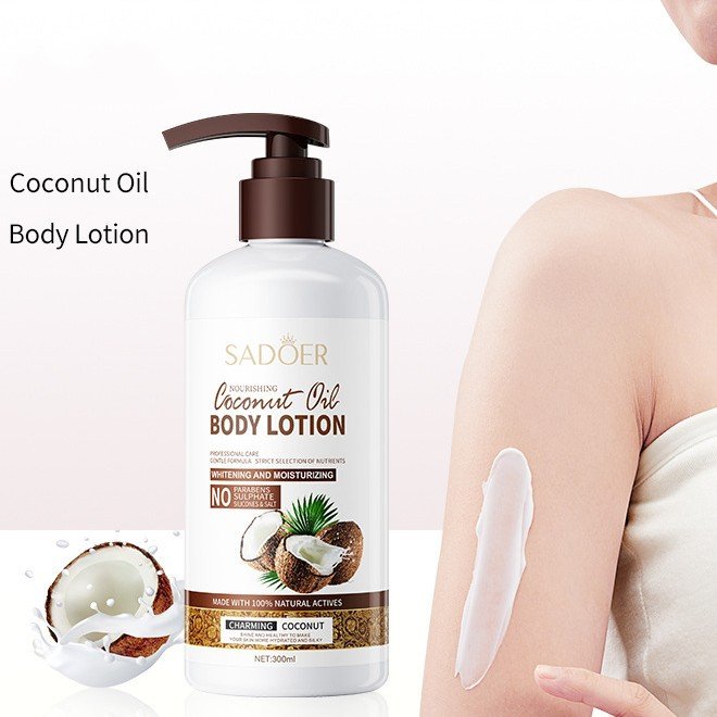 SADOER Whitening and Moisturizing Nourish Repair Skin Fragrance Coconut Oil Body Lotion for Women 300ml