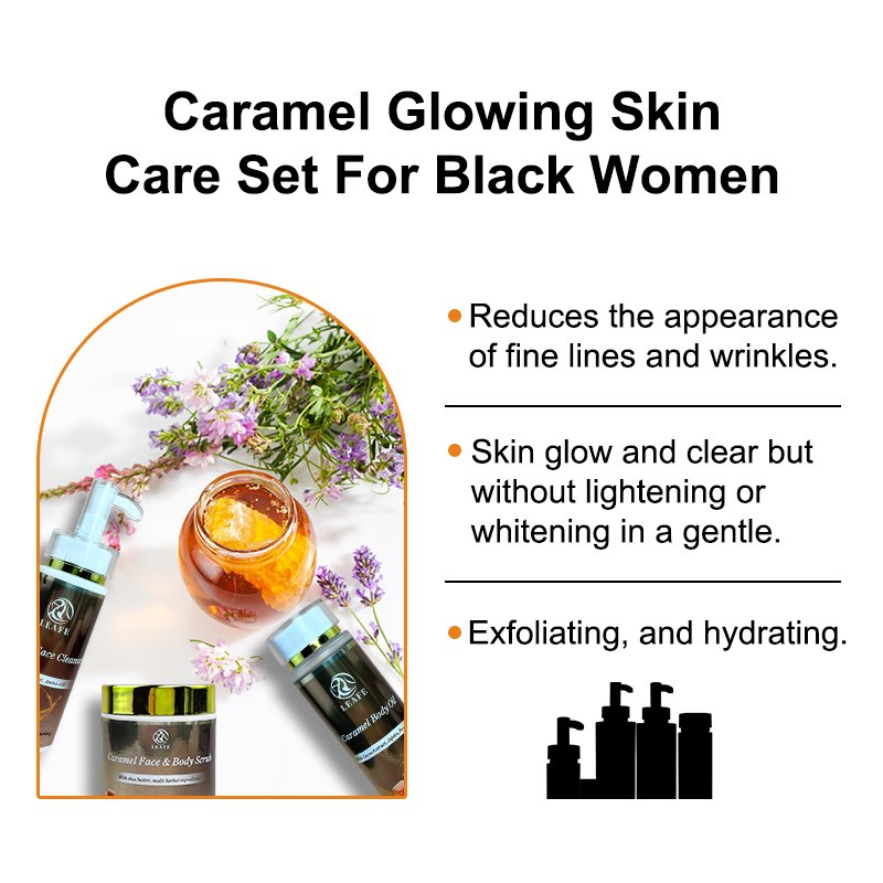 Custom Natural Beauty Skin Care Products Manufacturers Private Label Cocoa Caramel Glowing Skin Care Set For Dark Skin