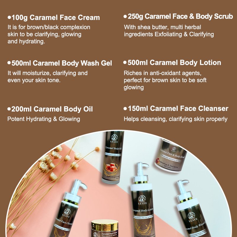 Custom Natural Beauty Skin Care Products Manufacturers Private Label Cocoa Caramel Glowing Skin Care Set For Dark Skin