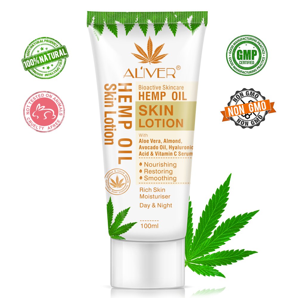 ALIVER High Quality Vitamin C Bioactive Skincare Hemp Oil Cream Dry Skin Smoothing Moisturizer Whitening Body Lotion