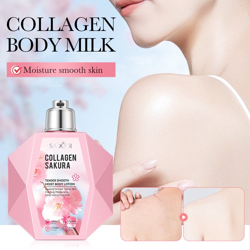 SADOER Organic Body Skin Whiten Smoothing Long Lasting Moisturizing Sakura Collagen Body Brightening Skin Lotion