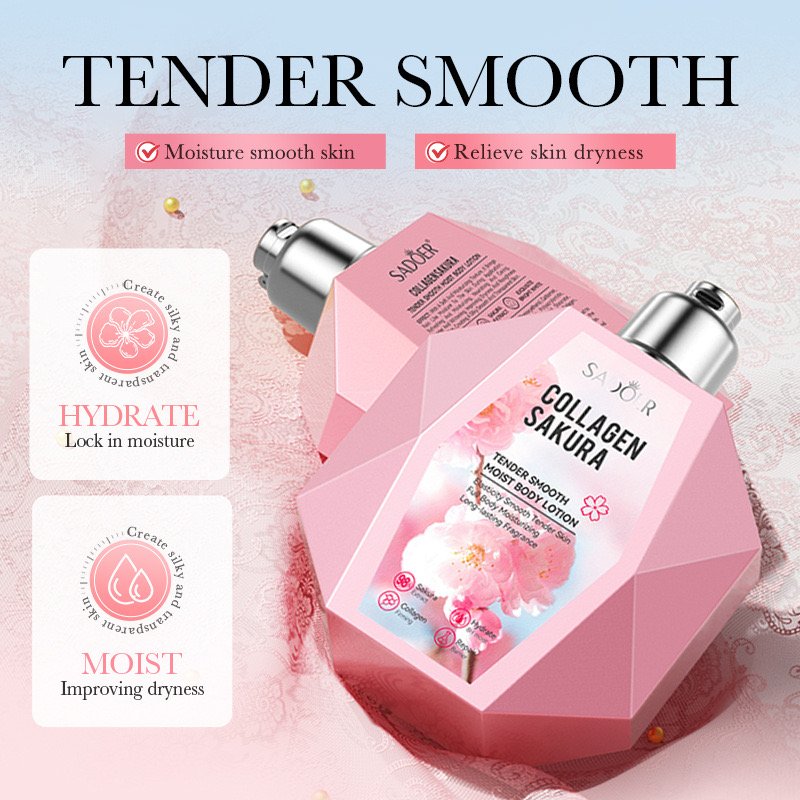 SADOER Organic Body Skin Whiten Smoothing Long Lasting Moisturizing Sakura Collagen Body Brightening Skin Lotion