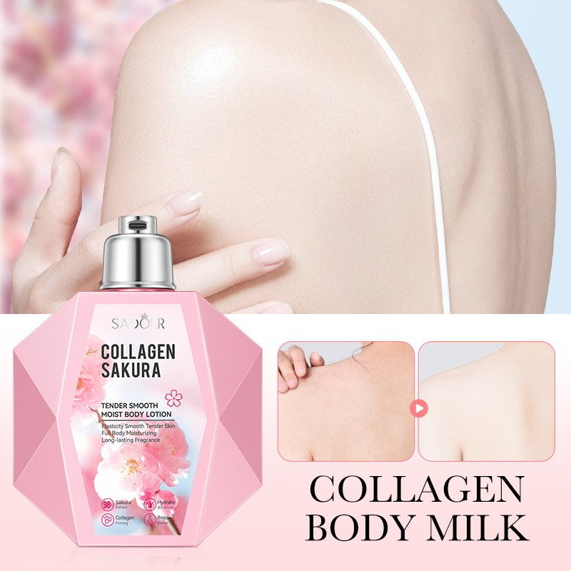 SADOER Organic Body Skin Whiten Smoothing Long Lasting Moisturizing Sakura Collagen Body Brightening Skin Lotion