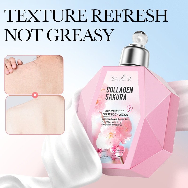 SADOER Organic Body Skin Whiten Smoothing Long Lasting Moisturizing Sakura Collagen Body Brightening Skin Lotion