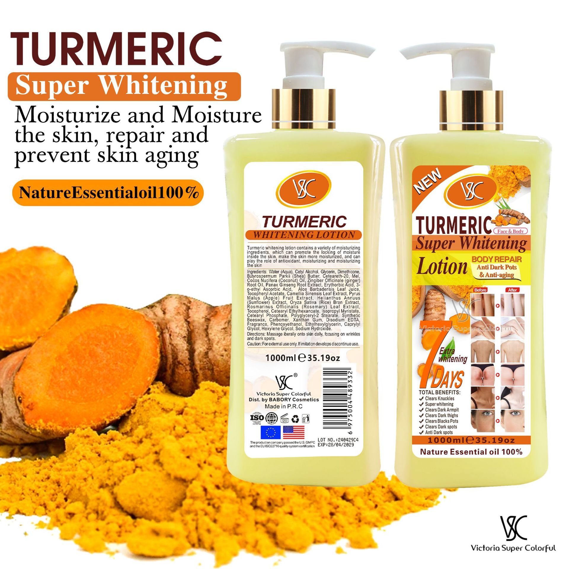 Whitening Cream Almond Turmeric Lotion Skin Care Brightening Nourishing Vitamin C Body Face Body Lotion
