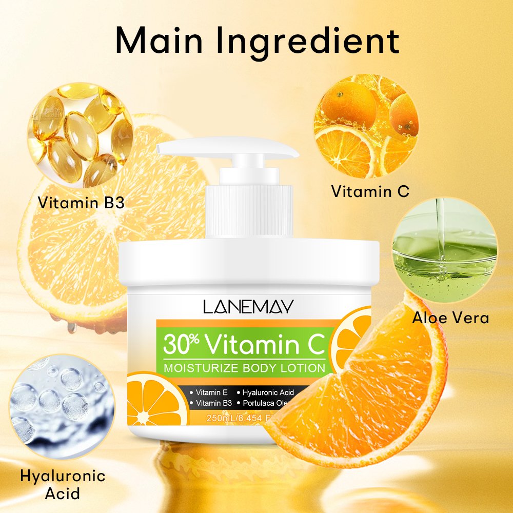 OEM New Arrivals Skincare 250ml Aloe Vera Moisturizing Brightening Whitening Vitamin C Body Lotion