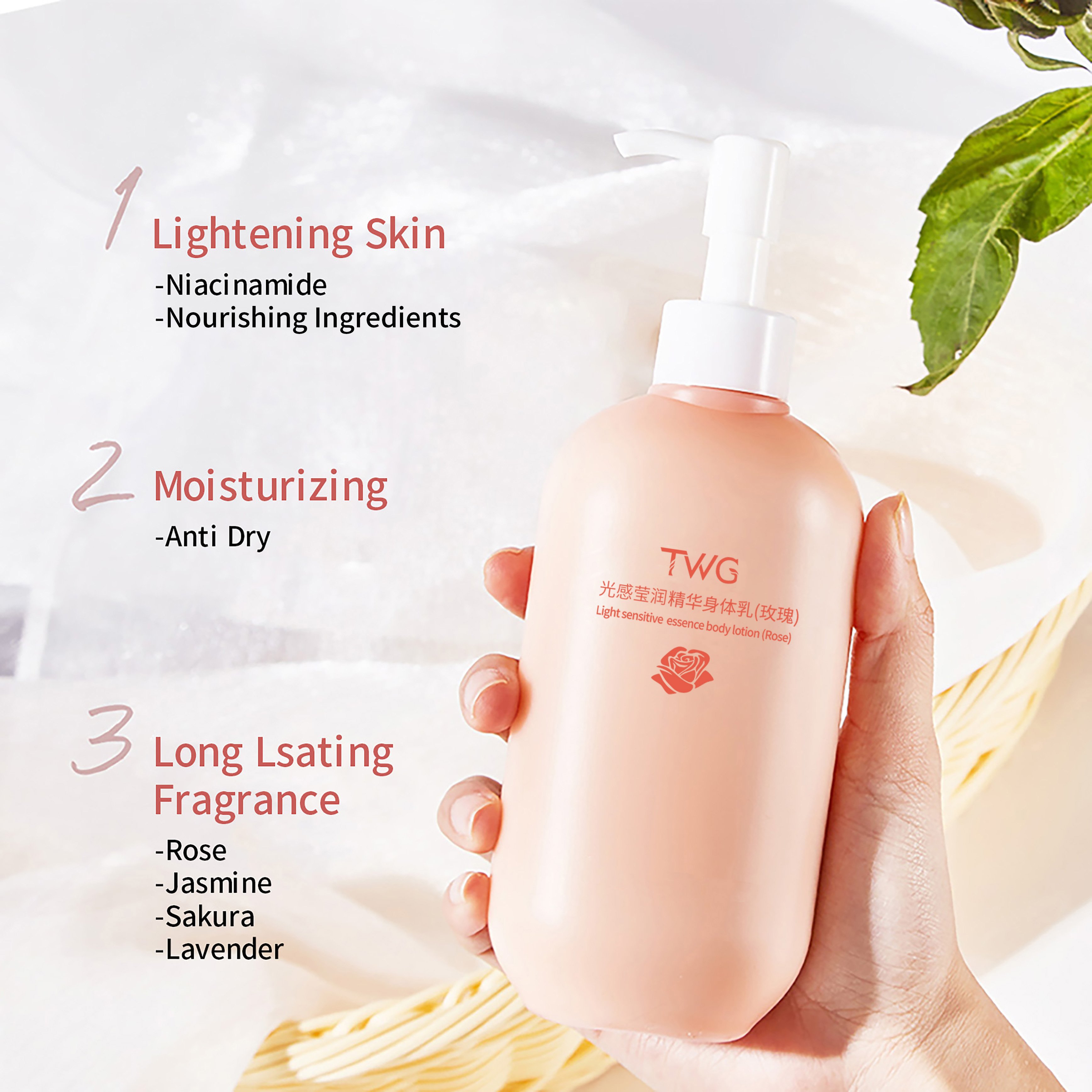 TWG Body Lotion and Cream for Dry Skin Ordinary Skincare Skin Whitening Floral Nicotinamide Moisturizing Body Lotion