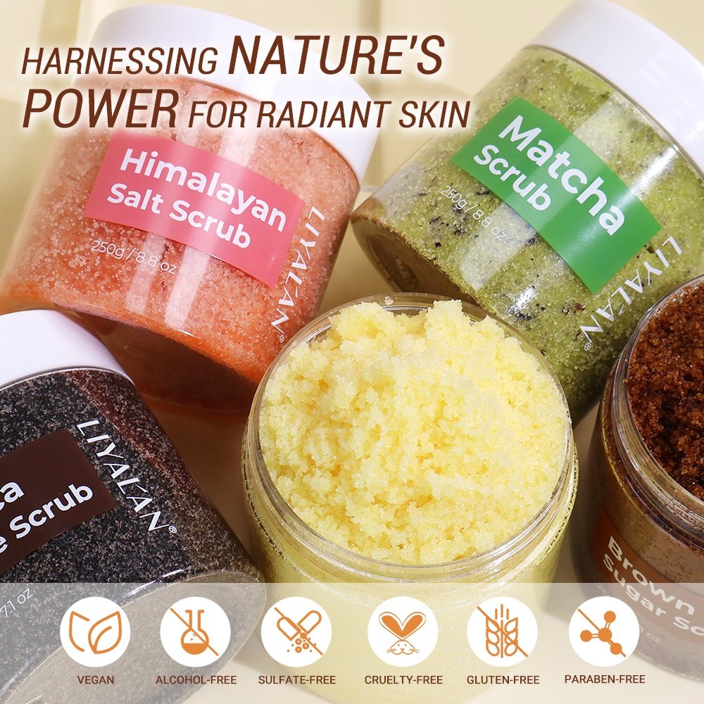 Bodyscrub Private Label Vegan Himalayan Dead Sea Salt Brown Sugar Matcha Coffee Turmeric Exfoliating Body Scrub