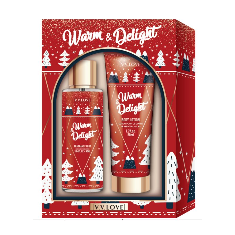 SD-018 new fashion floral scents 90ML body mist +295ML body lotion +295ML shower gel December Christmas style set for customers
