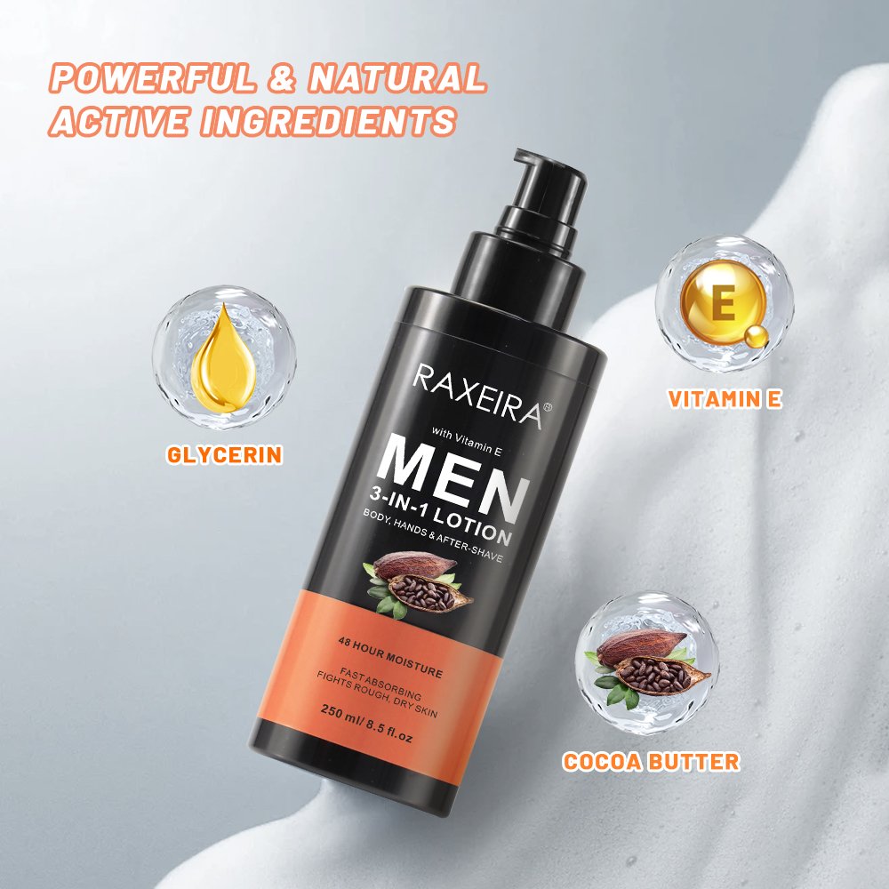 Hot Sale 3-In-1 Body Lotion For Men Lightening Moisturizing Skin Wholesale Organic Men Body Lotion For Dry Skin