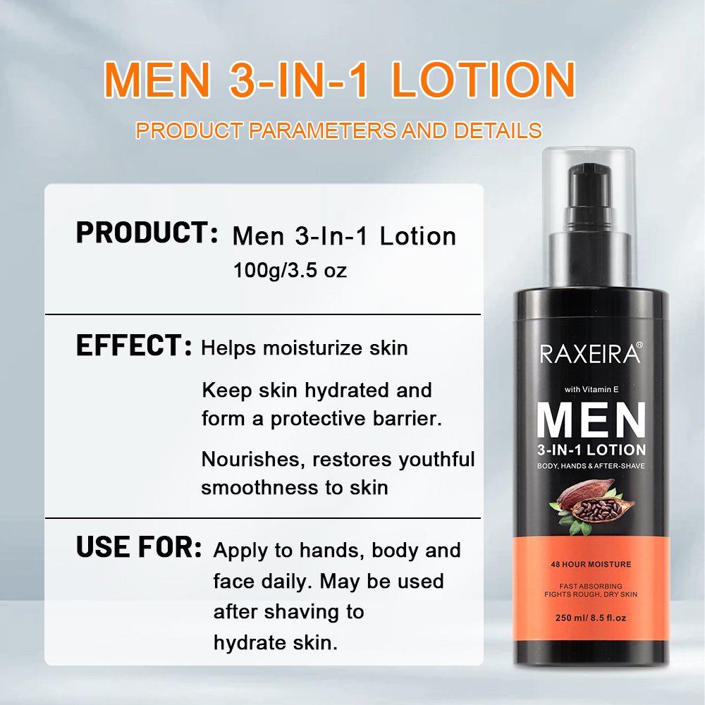 Hot Sale 3-In-1 Body Lotion For Men Lightening Moisturizing Skin Wholesale Organic Men Body Lotion For Dry Skin