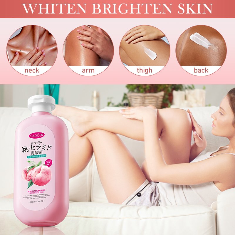 OEM SADOER Private Label Peach Lactobacillus Nourish Body Care Organic Moisturizing Whitening Brightening Skin Body Lotion