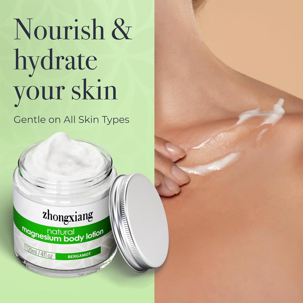 Magnesium Body Lotion Natural Vegan Topical Magnesium Cream Lotion Support for Sleep with Bergamot oil