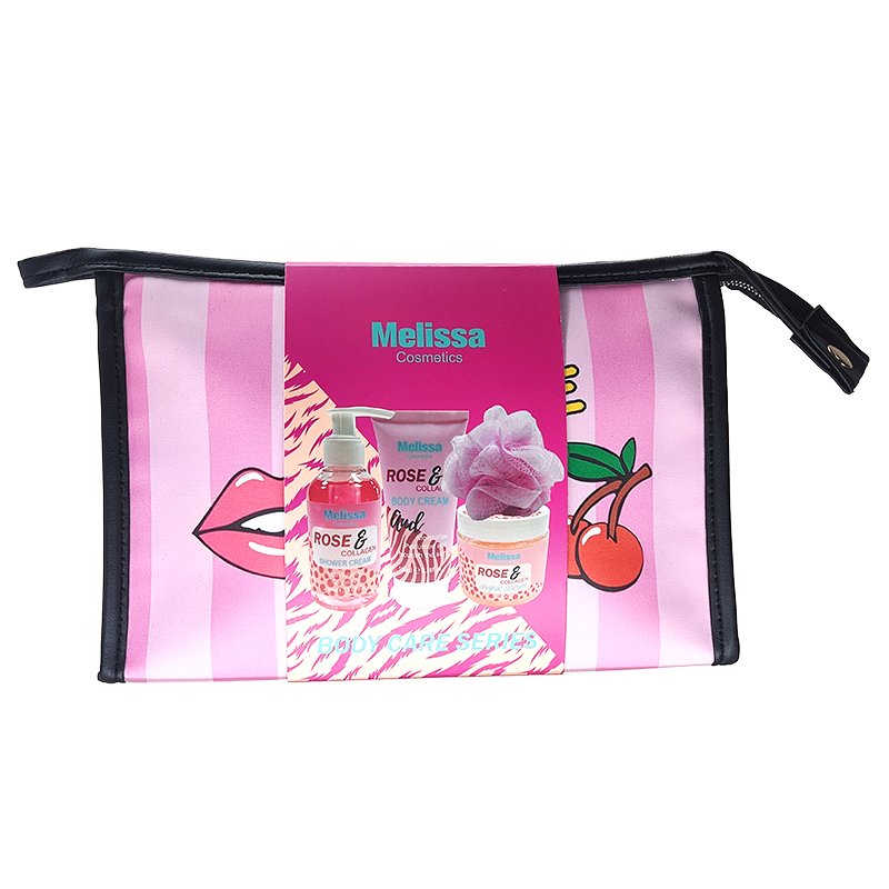 Customized fragrance oil perfume spa bath gift set with Handbag shower gel body lotion bubble bath set