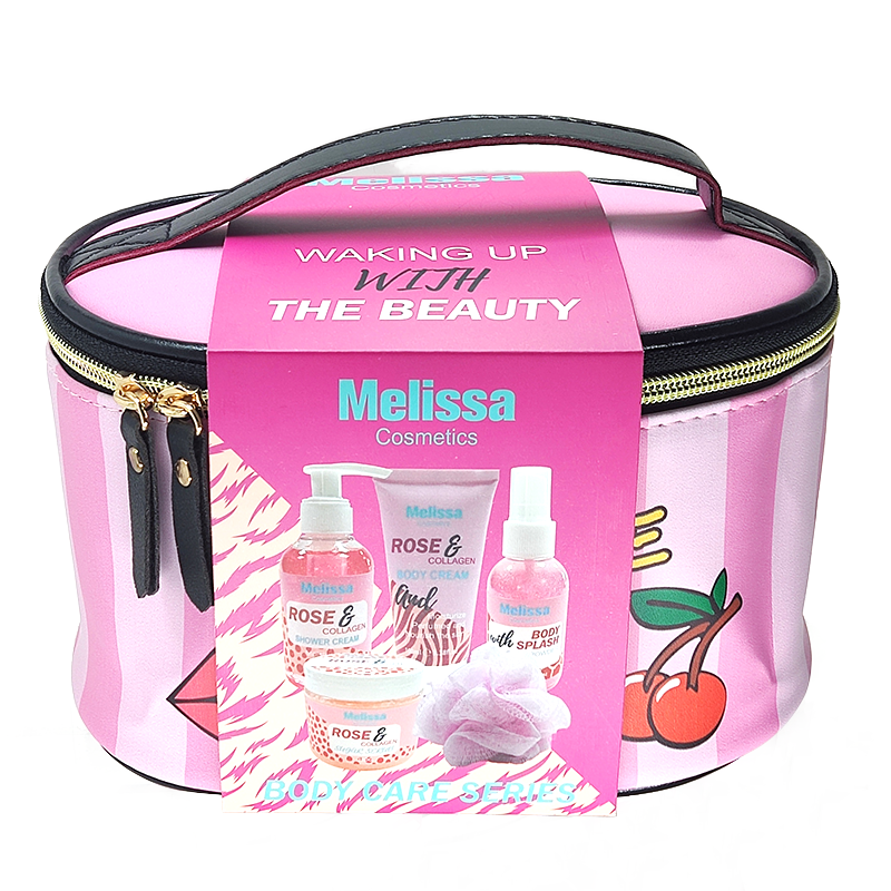 Customized fragrance oil perfume spa bath gift set with Handbag shower gel body lotion bubble bath set