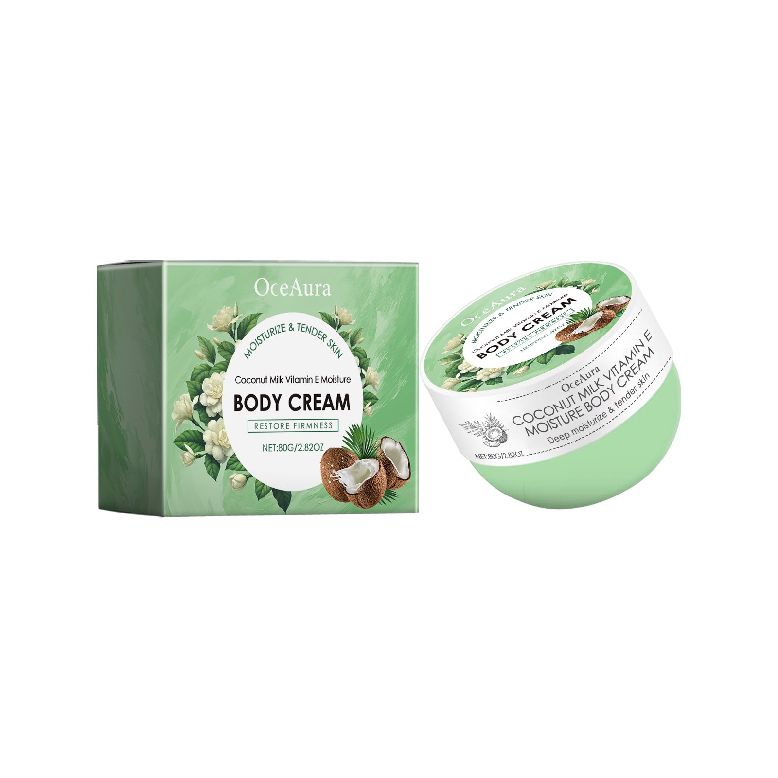 OCEAURA Coconut Milk Vitamin E Body Cream Whitening Body Lotion Hydrating and Tenderizing Body Lotion Custom Packaging Adults