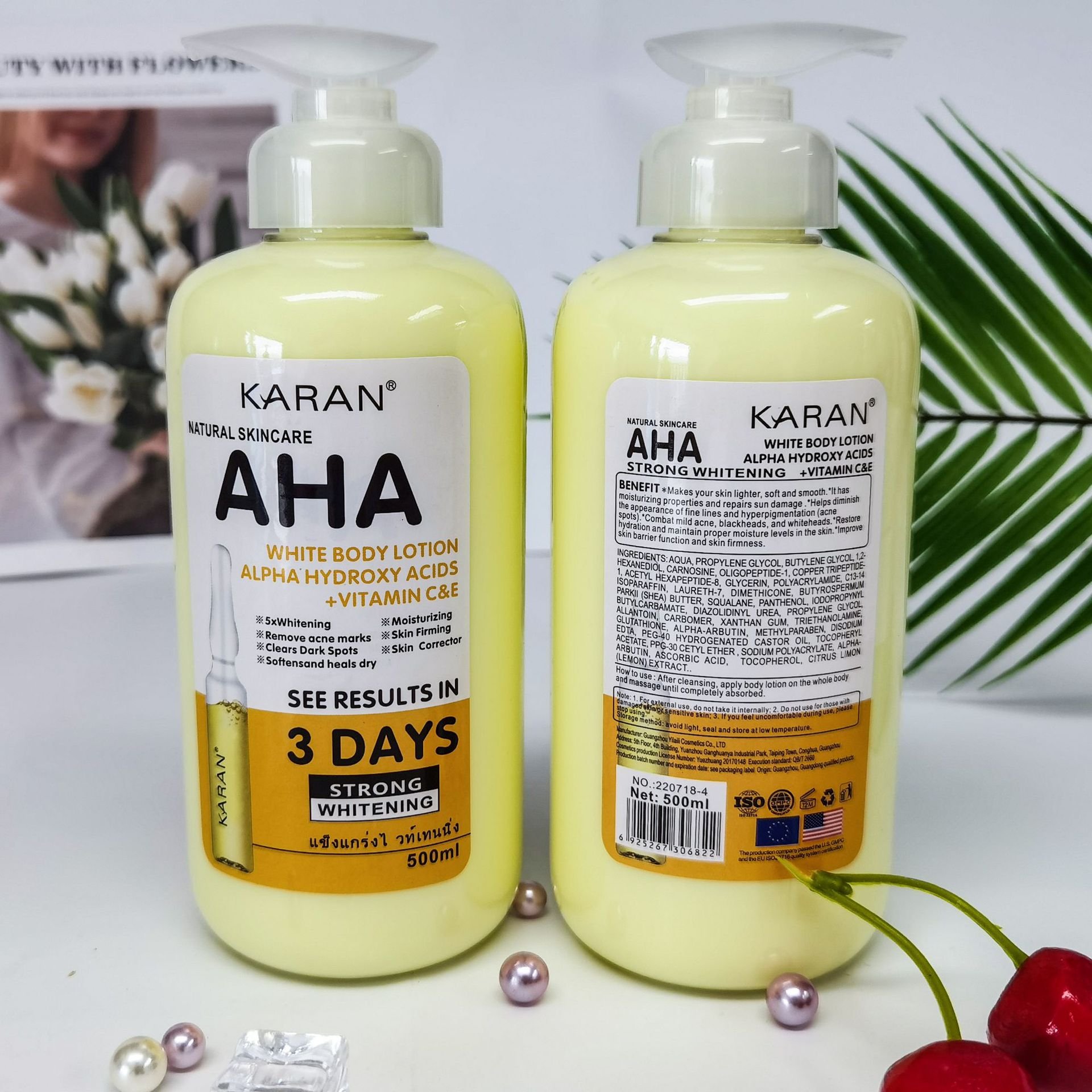 OEM Custom AHA Lightening body butter Lotion Moisturizer AHA Bleaching Whitening Body Lotion For Black Skin