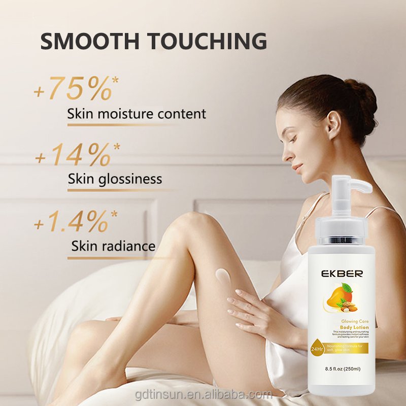 EKBER Wholesale OEMODM Dry Skin Moisturizing Body Cream Brightening Nourishing Fragrance Mango Almond Body Lotion