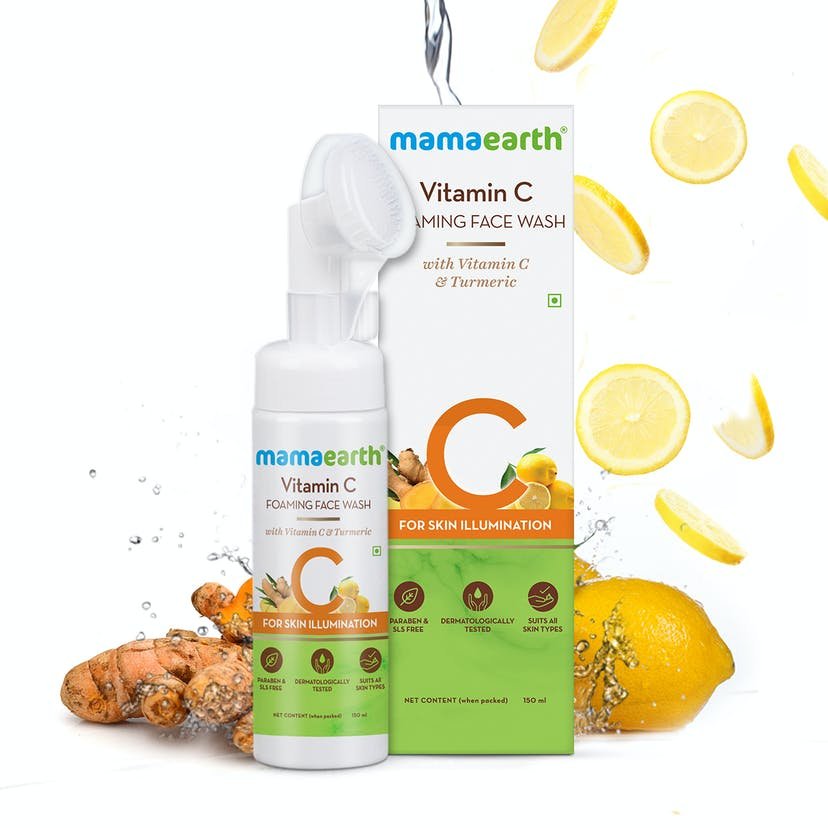 MAMA EARTH 150ml Vitamin C & Turmeric Foaming Face Wash Glycerin & Herbal Ingredients OEM Supply Skin Illumination for Adults