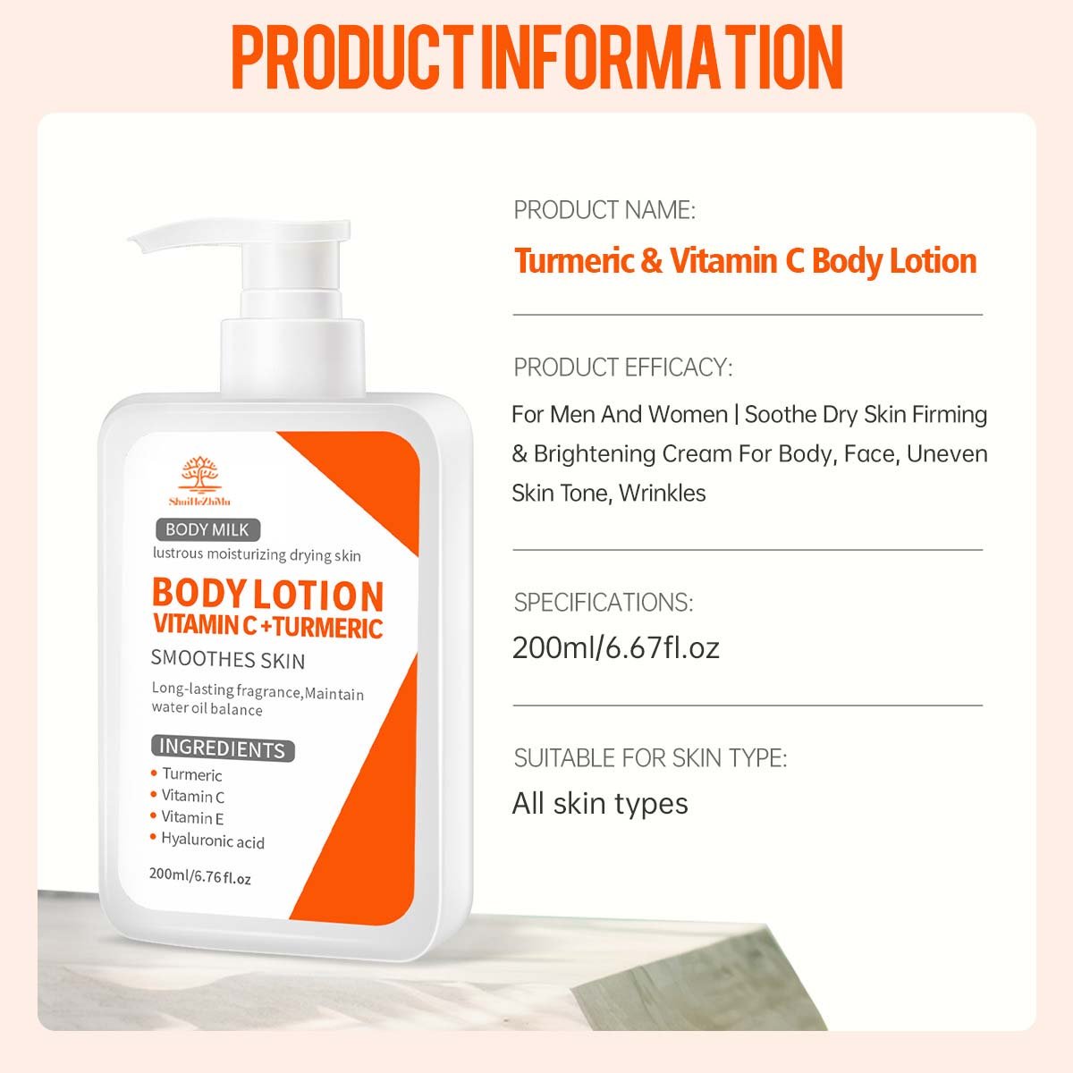 Wholesale Skincare Collagen Body Lotion Organic Bath Moisturizing Lightening Vitamin C Turmeric Whitening Body Lotion