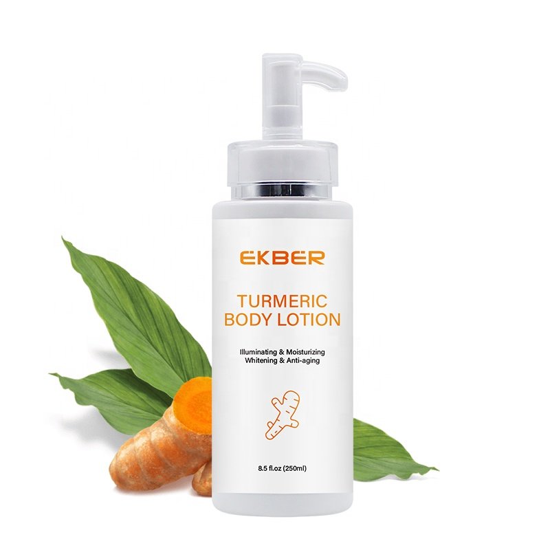 Private Label Turmeric Body Lotion With Vaccinium Myrtillus Fruit Extract Not Greasy Anti Acne Turmeric Skin Whitening Cream
