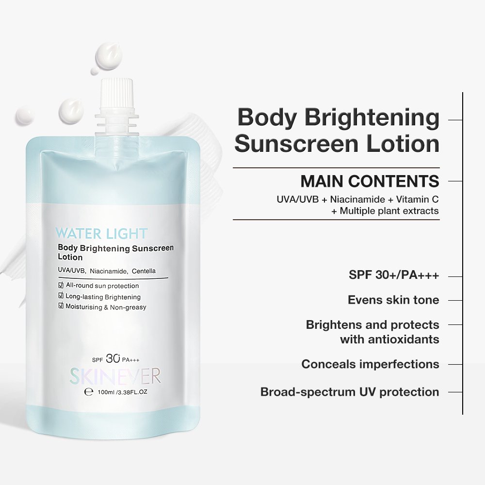 SKINEVER Vegan Skin Care Salicylic Acid and Vitamin C Infused Body Lotion Cream Exfoliating Whitening Moisturizer for Adults