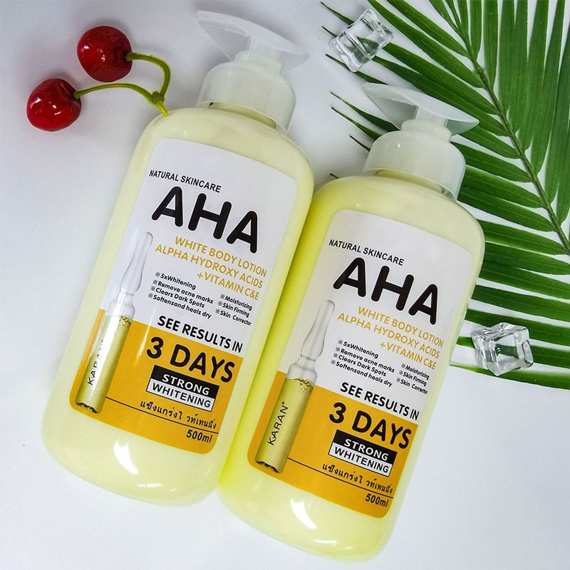 LANSYADE AHA Whitening Body Lotion Vitamin C Vitamin E Moisturizing Clearing Dark Spot Removing Acne 500ml Body Lotion Products