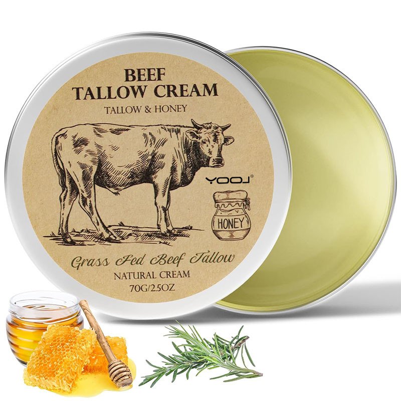 YOOJ Beef Tallow Honey Cream Tallow Face Moisturizer Natural Organic Grass-Fed Beef Tallow Balm Body Lotion Skin Care