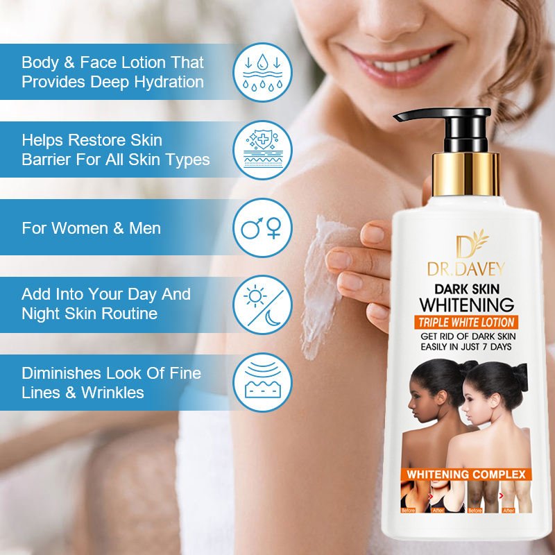 Private Label Dark Skin Whitening Body Lotion Triple White Active Lightening Brightening Lotion