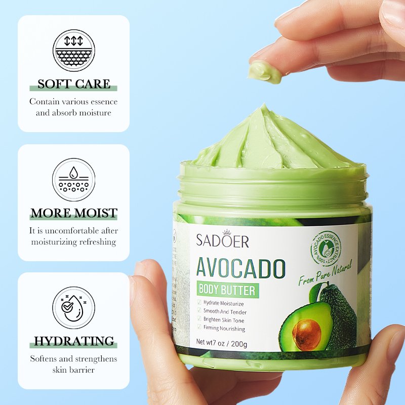 OEM ODM SADOER skin care organic fruit extract avocado moisturizing whitening skin body lotion