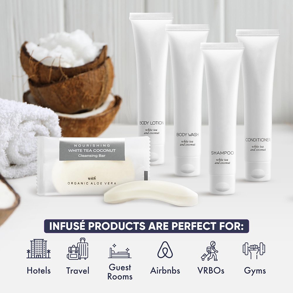 Nourishing White Tea Coconut Shampoo Conditioner Body Lotion Wash Cleansing Bar Hotel Body Care Gift Bath Sets