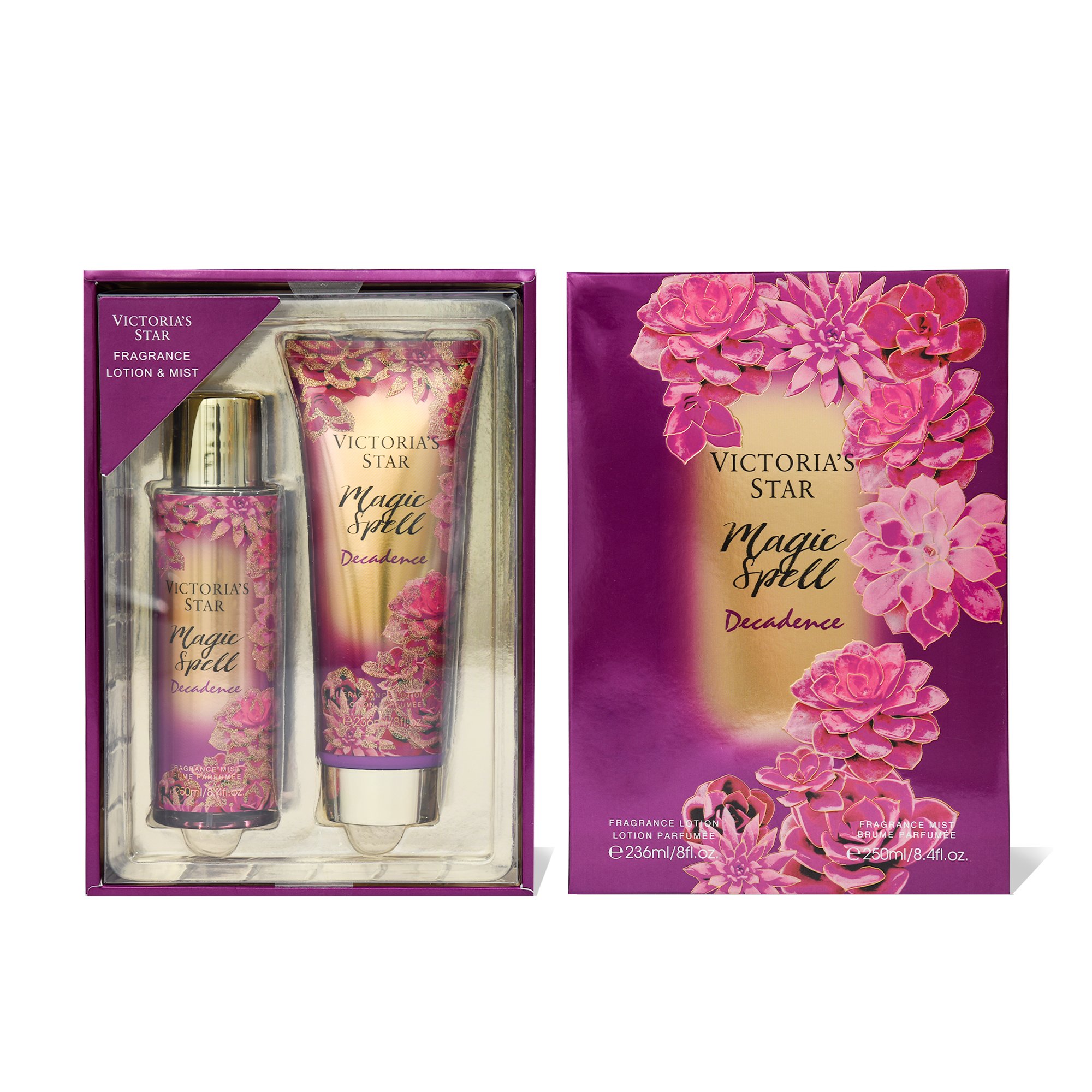 2024 Hot Sale Organic Body skin Care Set Gift Box 250ml womens body mist splash with 236ml bodyworks perfume lotion SG0049