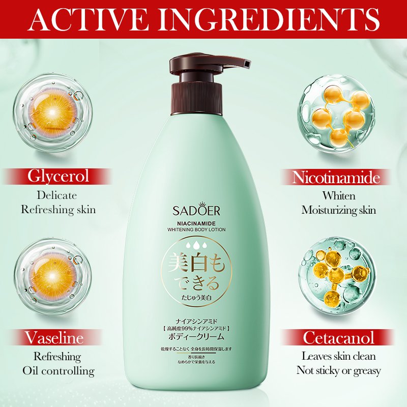Best Seller SADOER Nicotinamide Whitening Brightening Body Care Moisturizing Body Cream Wholesale Organic Skin Care Body Lotion