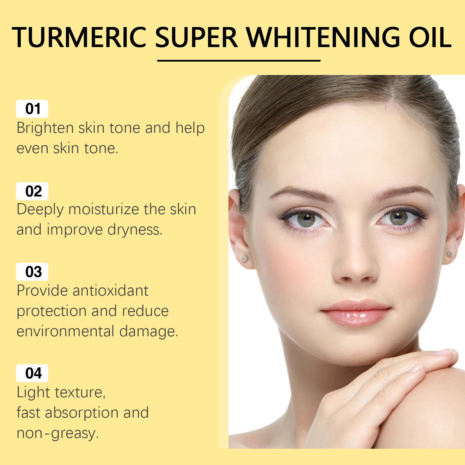 Face & Body Anti-Dark Spots Anti-Aging Lotion Moisturize Brighten Body Turmeric Super Whitening Oil