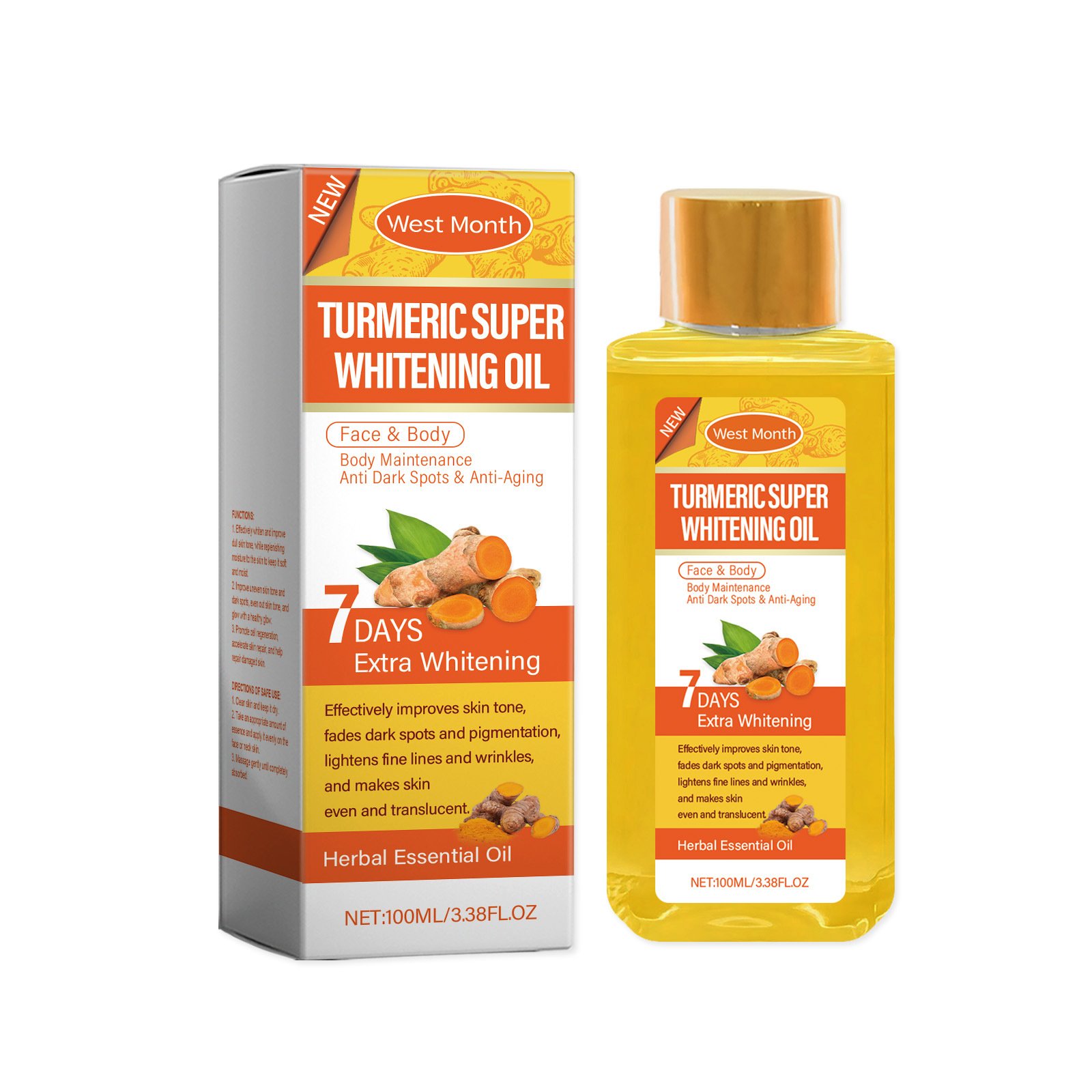 Face & Body Anti-Dark Spots Anti-Aging Lotion Moisturize Brighten Body Turmeric Super Whitening Oil