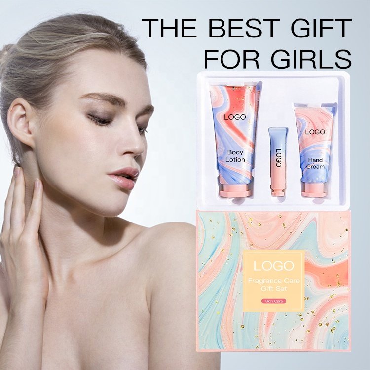 Wholesale Private Logo Gift Package Fragrance Body Lotion Hand Cream and Lip Balm Set For Women