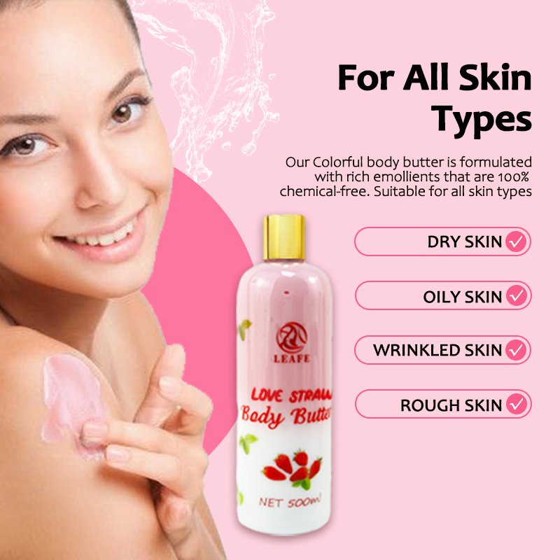 Organic 500ml Shea Strawberry Mango Coconut Colored Body Lotion Moisturizing Body Care Whitening Butter Lotion For Women