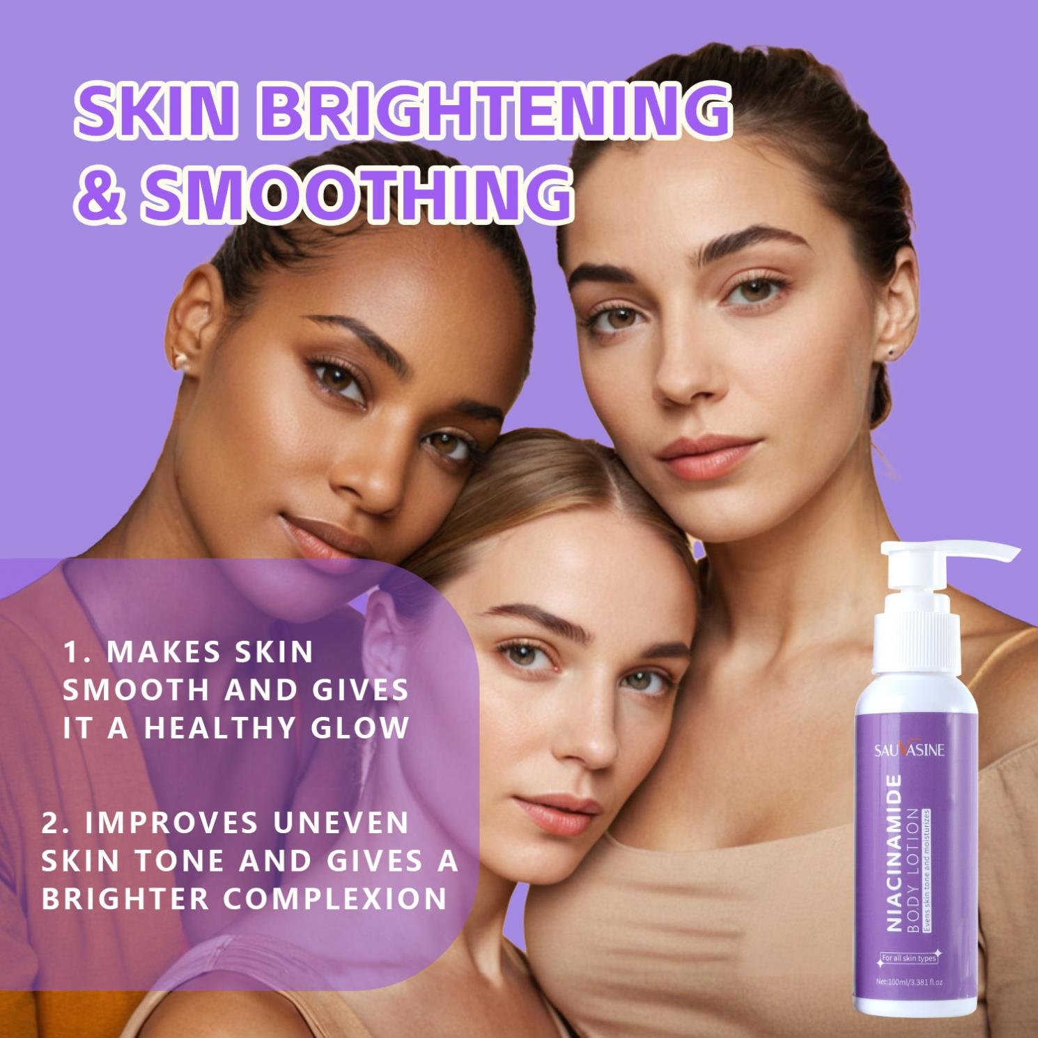 SAUVASINE New Moisturizer Whitening Nicotinamide Body Lotion Natural Lightening Hydration Nicotinamide Component Body Care Cream