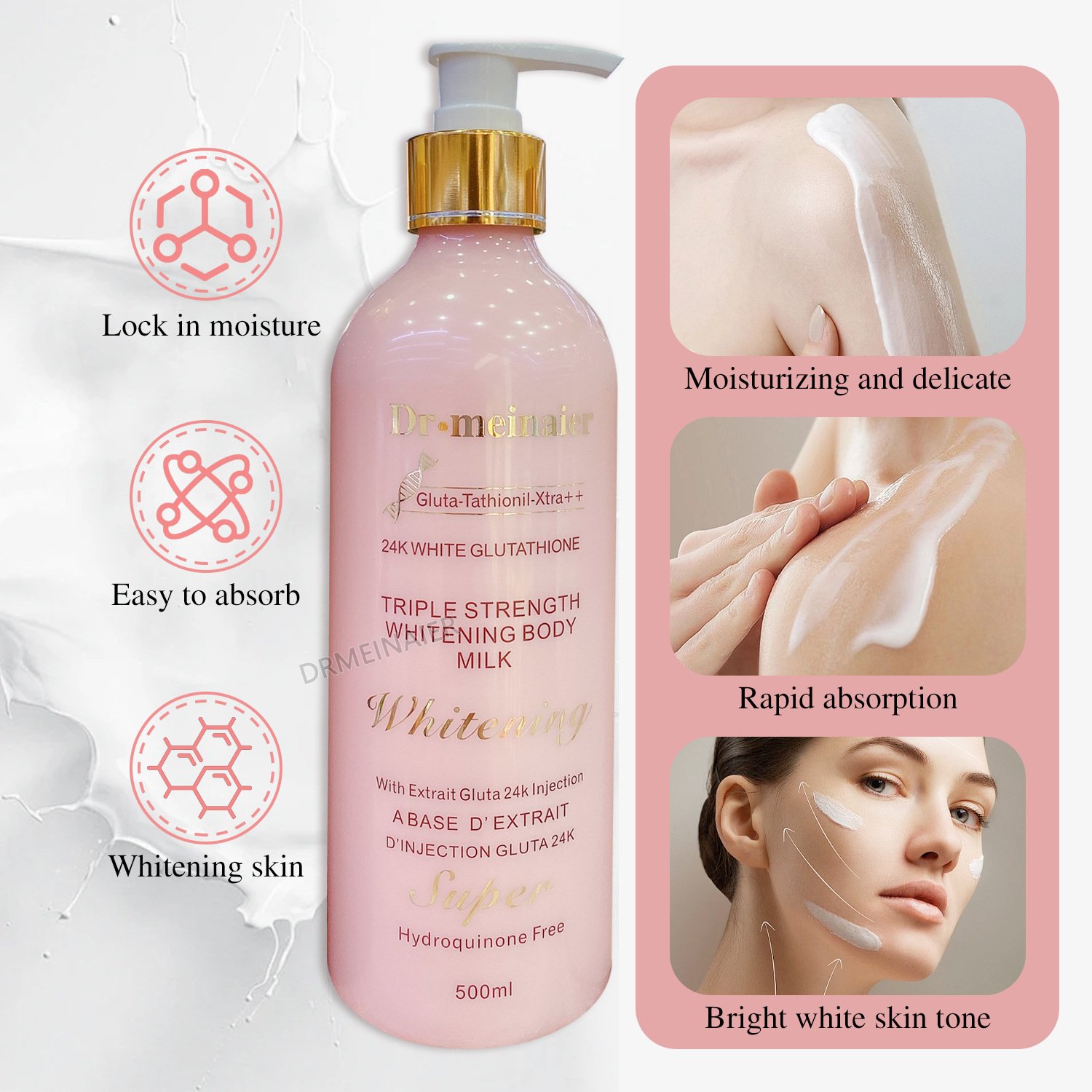 Hot Sale Milk Gluta 24k Quick Whitening Body Lotion Beauty Skin Care Shea Butter Moisturizing Cream Body Milk
