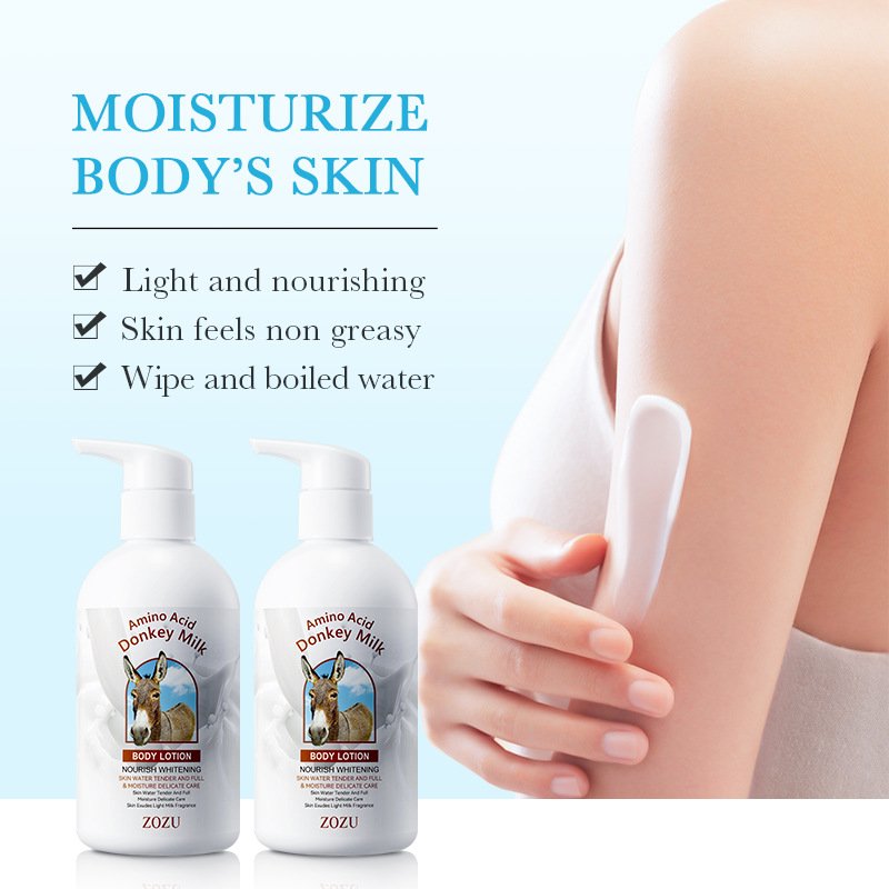 ZOZU Donkey Milk Body Lotion Amino Acid Moisturizing Whitening Refreshing Skin Care Lotion 256g