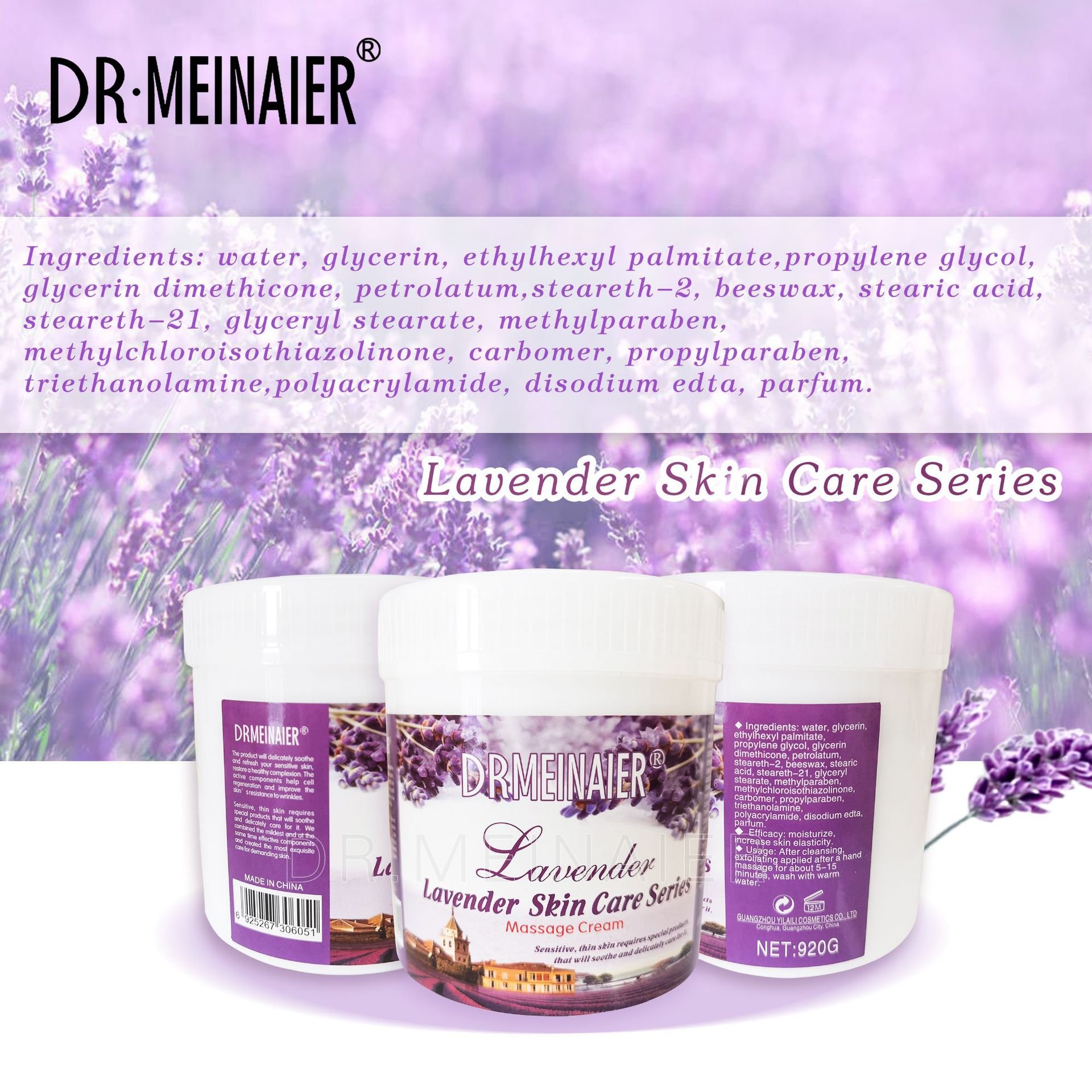 DRMEINAIER wholesale lavender body cream Moisturizing whitening cream brightening milk collagen rose massage cream 1000ml