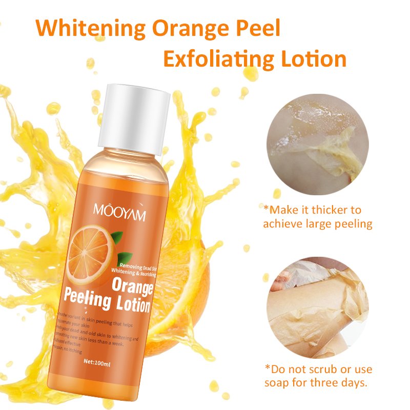 Wholesale organic aha bha skin care peel off lotion black skin whitening orange body peeling lotion