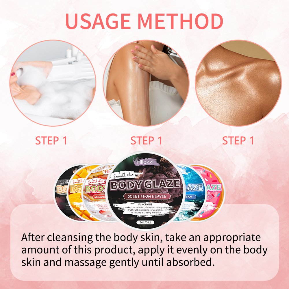 2oz/57g Hllozzi New strawberry BODY GLAZE Whitening Body Lotion Pick Your Scent with Products Shea Butter Body Care Cream
