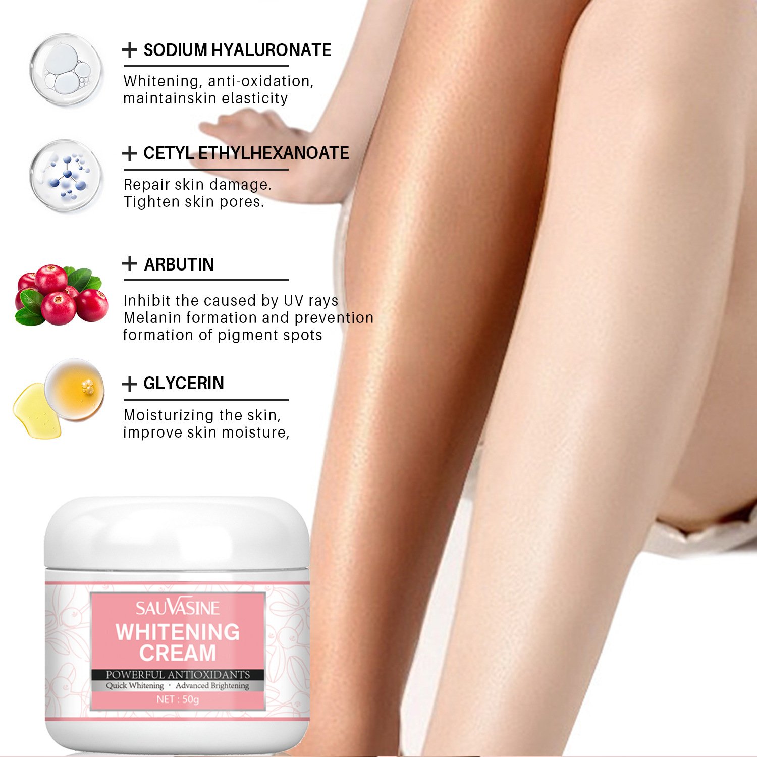 Private Label Organic Whitening Cream Smooth Skin Nourishing Body Face Bikini Area Intimate Sensitive Zones Brightening Lotion