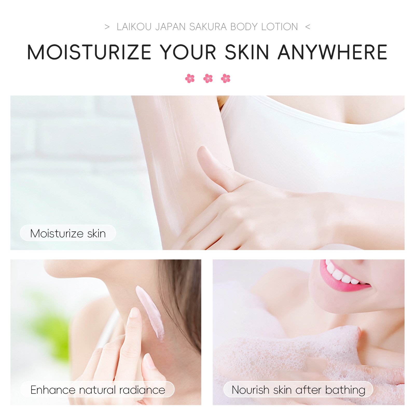 Laikou skin care moisturizing nourishing brightening vitamin c niacinamide sakura body lotion 200g