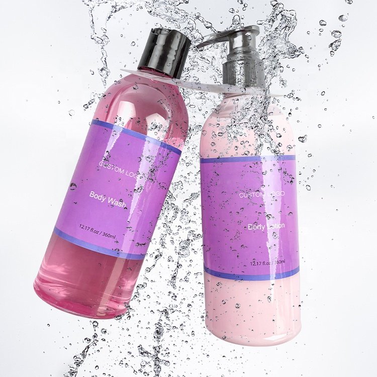 Wholesale Custom Logo Private Label Purple Packaging Beauty Natural Bath Body Wash Body Lotion Set