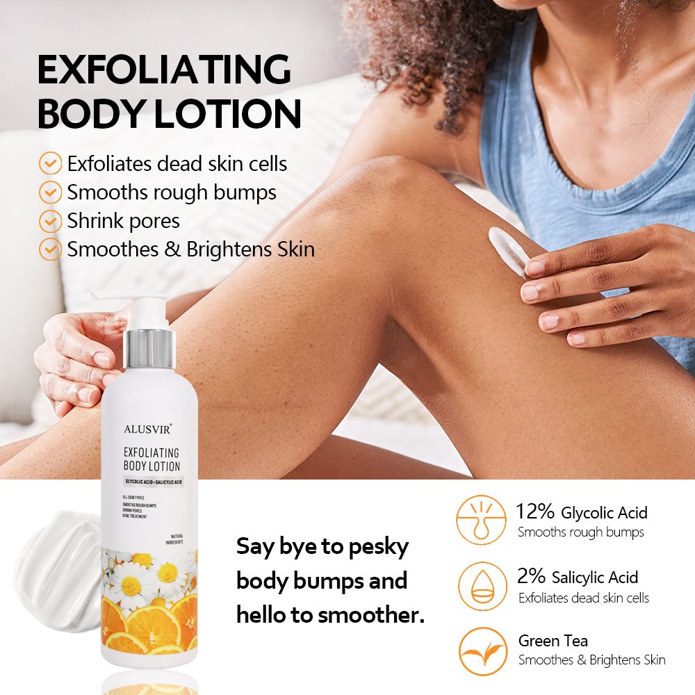 12% Glycolic Acid 2% Salicylic Acid Remove Dead Body Skin Lightening Smoothing Whitening Exfoliating Orange Peeling Body Lotion